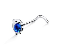 Fish Shaped Silver Curved Nose Stud NSKB-82